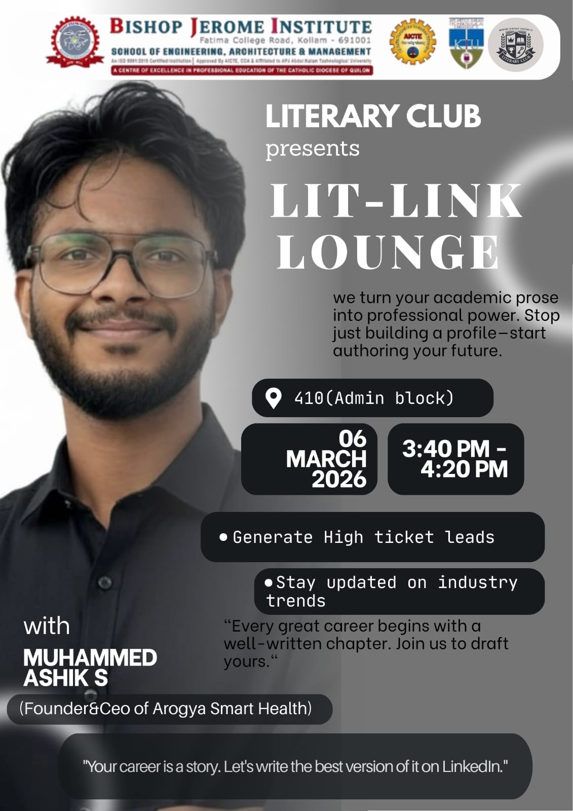 Bishop Jerome Institute Hosts -Lit-Link Lounge- to Boost Career Profiles